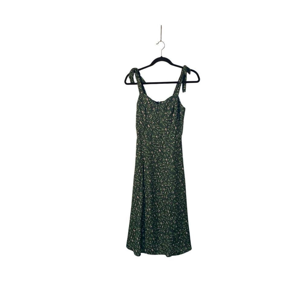 Rihoas women’s green floral shoulder, Tie midi, dress size xs